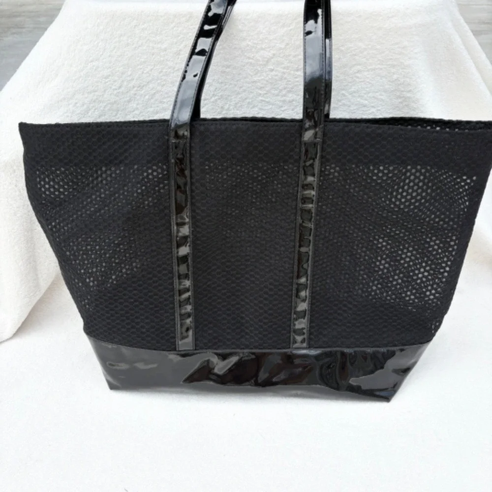 Victoria's Secret 100% Mesh Weekender Oversized Bag with‎ Patent Leather Trim